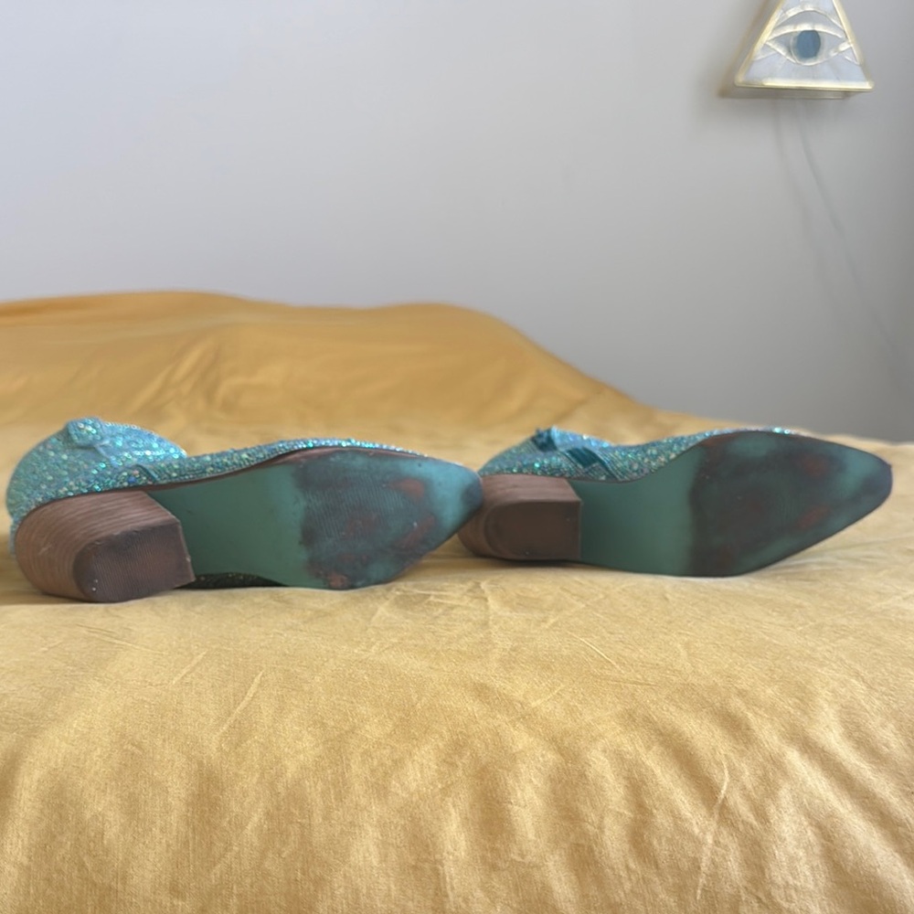 Betsey Johnson Diva Turquoise Rhinestone Crystal Glitter Ankle Cowboy Boots 6.5 - Picture 8 of 12